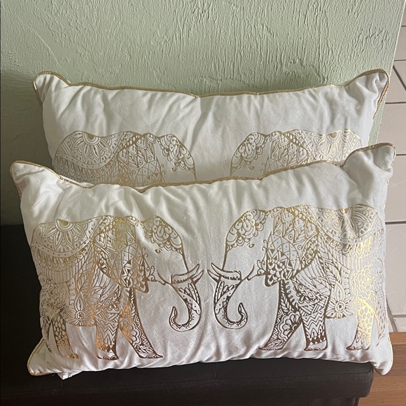 Opalhouse Other - # 0837+ 2 Set Of Gold Elephant Decorative Pillows “ 14 X 22”